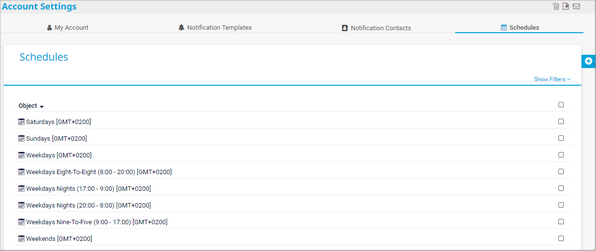 Schedules Settings Schedules Settings