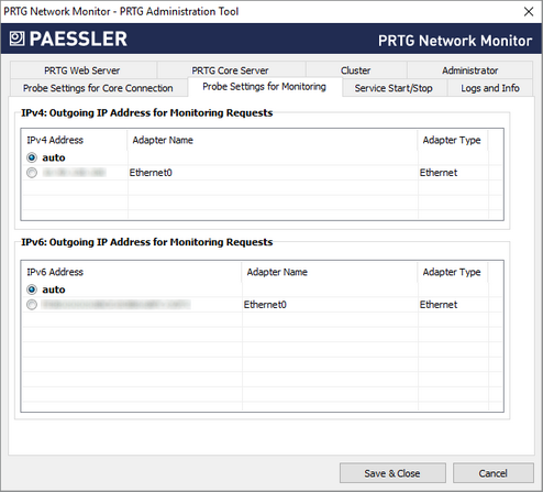 Probe Settings for Monitoring Tab Probe Settings for Monitoring Tab