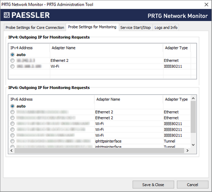 Probe Settings for Monitoring Tab Probe Settings for Monitoring Tab