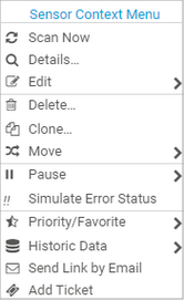 Sensor Context Menu Sensor Context Menu
