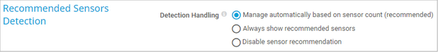 Recommended Sensors Detection Settings Recommended Sensors Detection Settings
