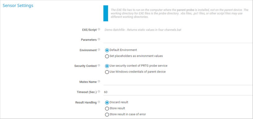 Sensor Settings Sensor Settings
