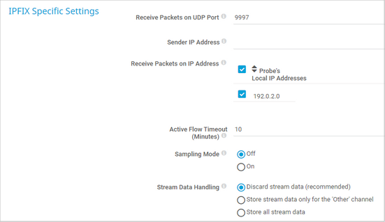IPFIX Specific Settings IPFIX Specific Settings