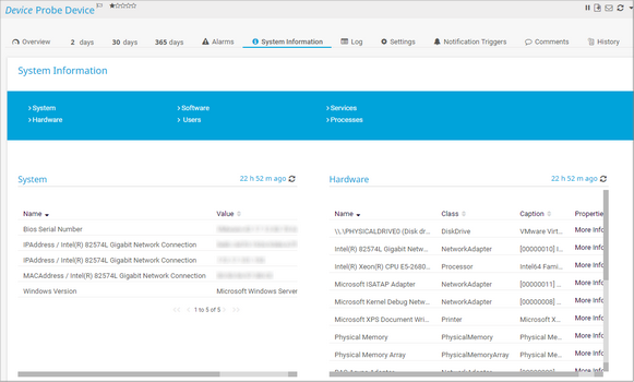 System Information Tab on a Windows Device System Information Tab on a Windows Device