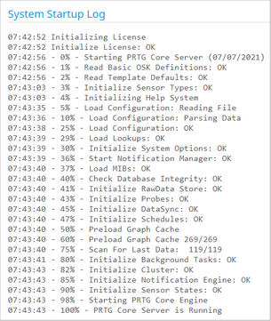 System Startup Log System Startup Log